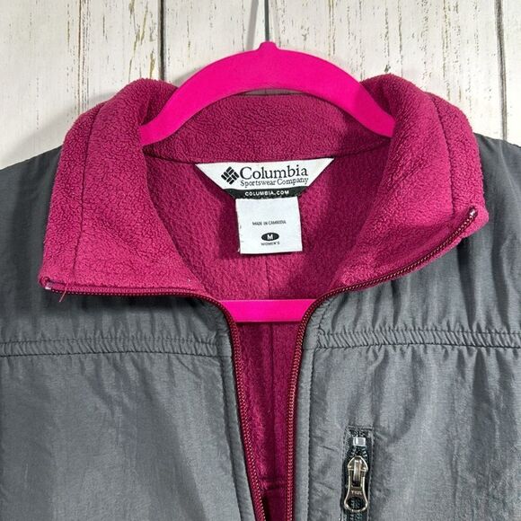 Columbia Pink Gray Fleece Full Zip Outdoor Trail Jacket Womens M Gorpcore Hiking - Picture 4 of 15
